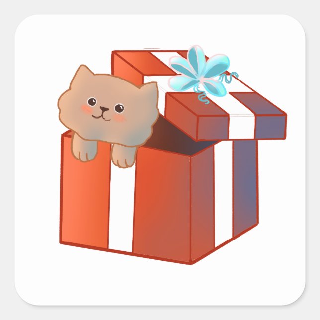 Fluffy Gift Square Sticker (Front)