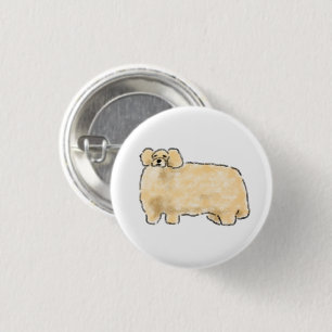 Fluffy Golden Doodle Puppy Personalized Gift 1 Inch Round Button