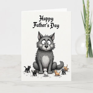 Fluffy Grey Dog Fathers Day Card