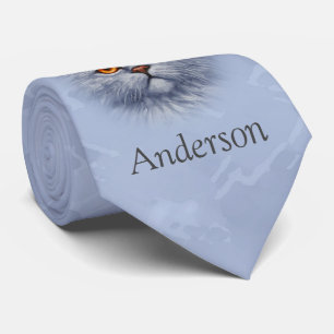 Fluffy Grey Tabby Cat Kitten Face Tie