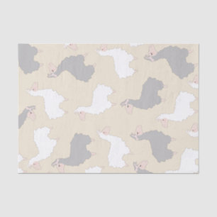 Fluffy Grey & White Llamas Tissue Paper
