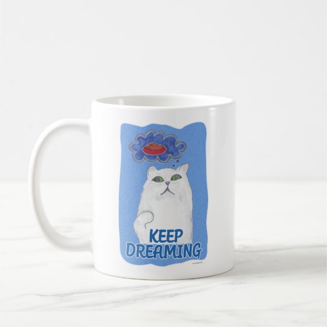 Fluffy Happy Dreaming Sweet Cat Cartoon Art Coffee Mug (Left)