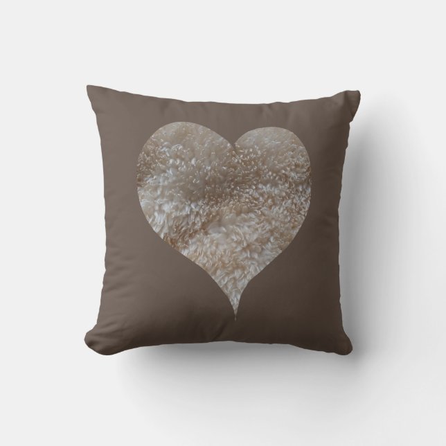 Fluffy heart  throw pillow (Front)