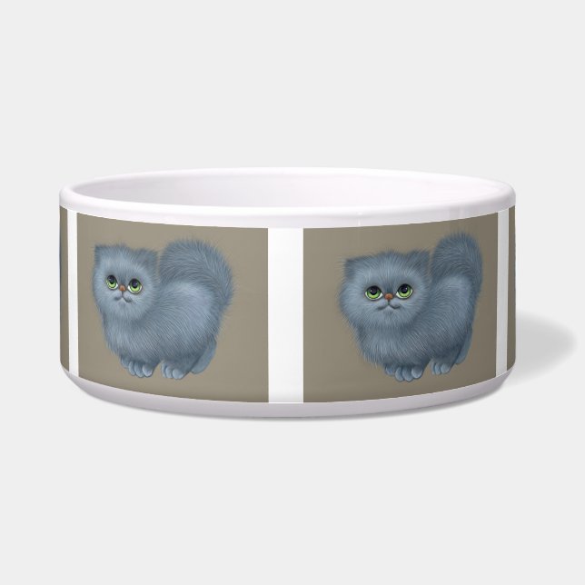fluffy kitten cat food bowl  (Front)