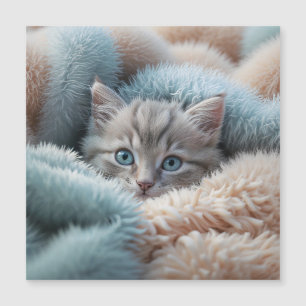 Fluffy Kitten in a Soft Blanket