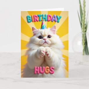 Fluffy Kitten Party Hat Card
