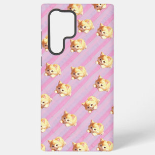 Fluffy Kitten Pink Stripe Phone Case