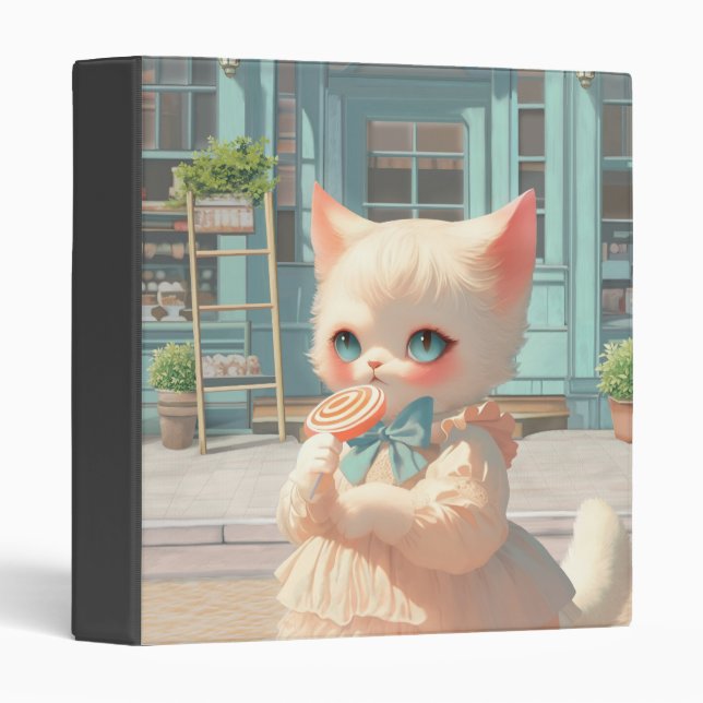 Fluffy Kitten with Lollipop at Pastry Shop Binder (Front/Spine)