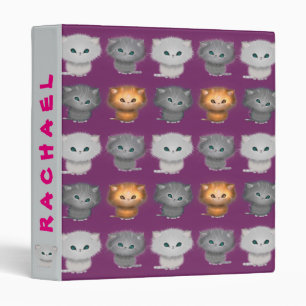 Fluffy Kittens Pattern Personalized Binder
