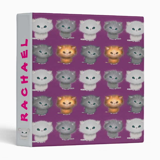 Fluffy Kittens Pattern Personalized Binder (Front/Spine)