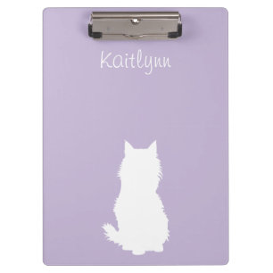 Fluffy Kitty and Paws on Purple Clipboard