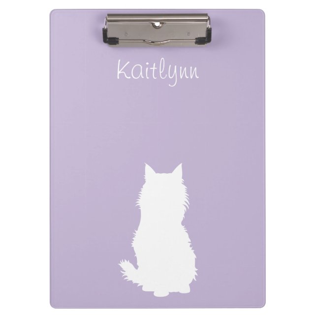 Fluffy Kitty and Paws on Purple Clipboard (Front)
