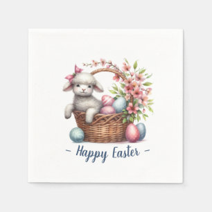 Fluffy Lamb and Easter Eggs Napkin