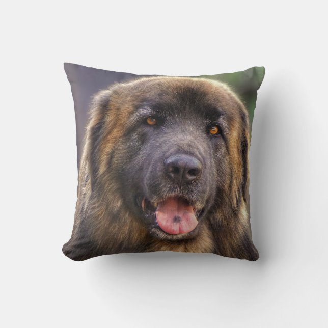 Fluffy Leonberger dog Throw Pillow (Front)