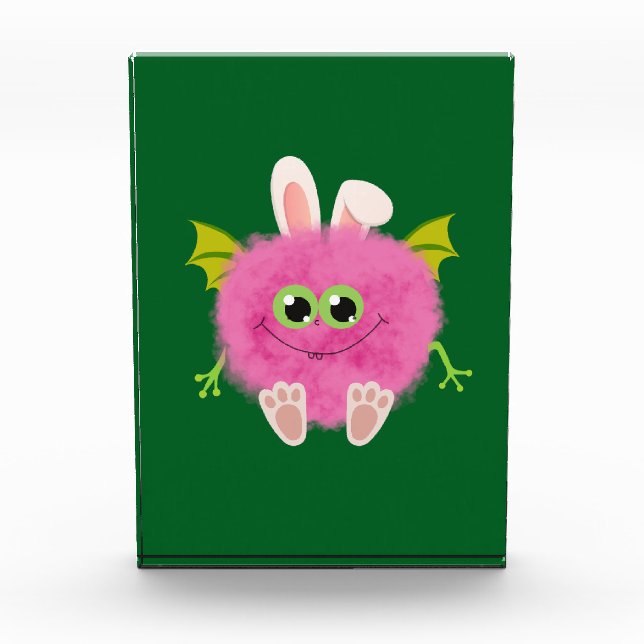 Fluffy little pink rabbit monster photo block (Front)