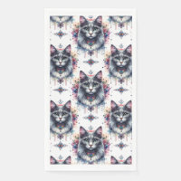 Fluffy Long Hair Grey and White Tuxedo Cat