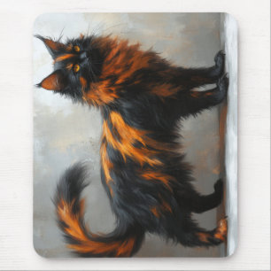 Fluffy maine coon cat  mouse pad