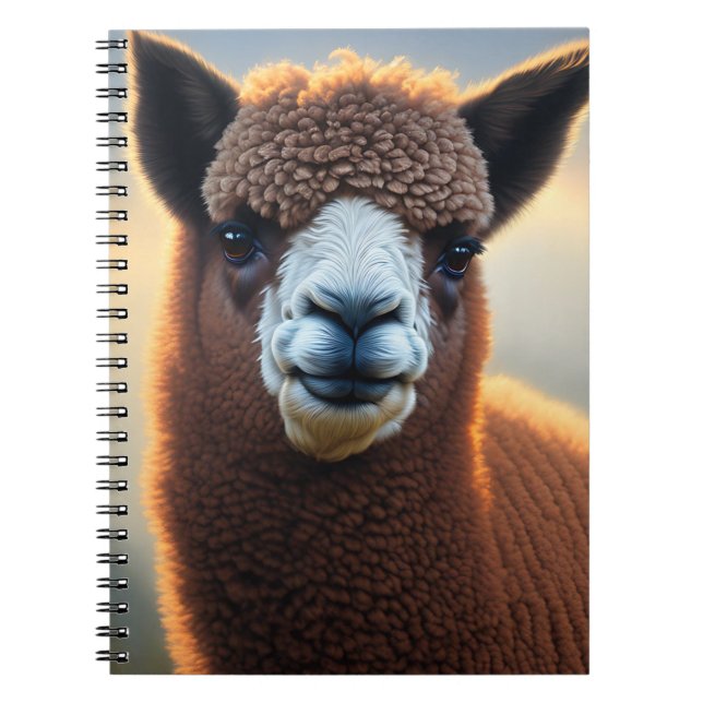 "Fluffy Majesty: The Big Woolly Brown Alpaca" Notebook (Front)