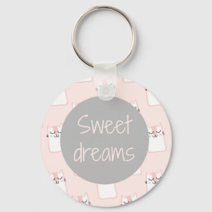 Fluffy Marshmallow Kitty in Pink Sweet Dreams Keychain