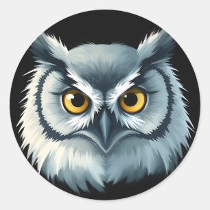 Fluffy Owl with Expressive Eyes Classic Round Sticker