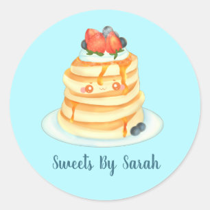 Fluffy Pancakes With Maple Syrup,Fruit And Cream Classic Round Sticker