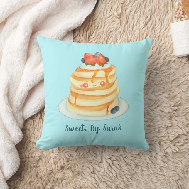 Fluffy Pancakes With Maple Syrup,Fruit And Cream Throw Pillow (Blanket)