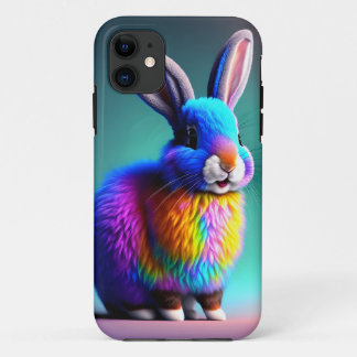 Fluffy Pastel Coloured Bunny iPhone 11 Case