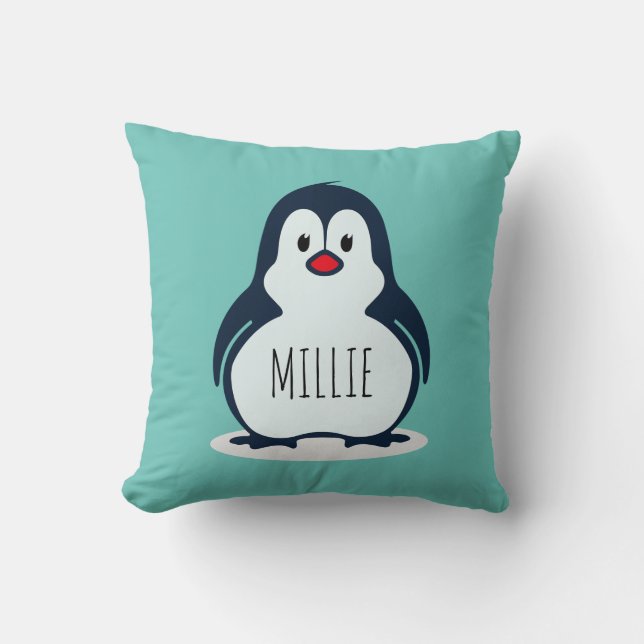 Fluffy penguin cushion personalised Pillow (Front)
