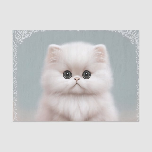Fluffy Persian Nursery Cat Art Tissue Paper (Front)