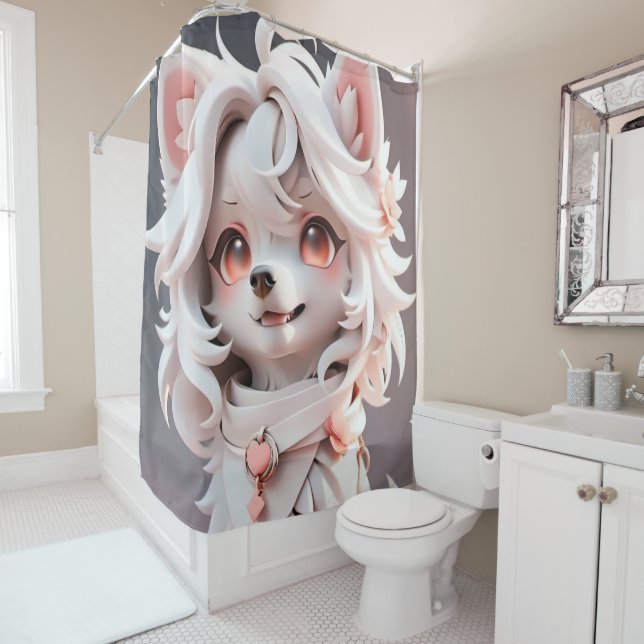 Fluffy Pink And White Puppy (In Situ)