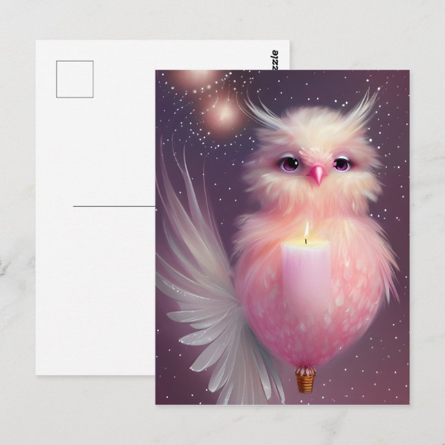 Fluffy Pink Baby Bird Postcard (Front/Back)