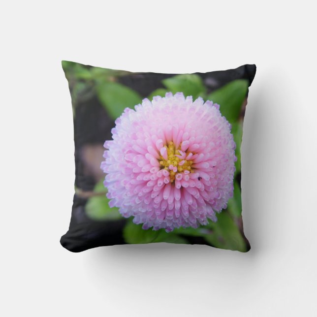 fluffy pink flower pillow  (Front)