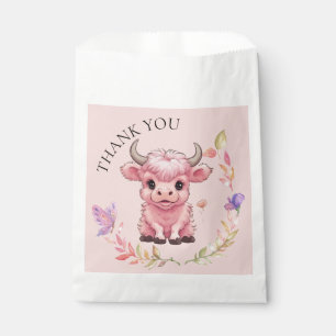 Fluffy Pink Highlands Scottish Cow Favour Bag