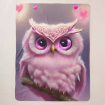 Fluffy Pink Owl with Hearts