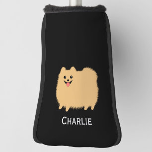 Fluffy Pomeranian Cute Dog with Custom Name Golf Head Cover