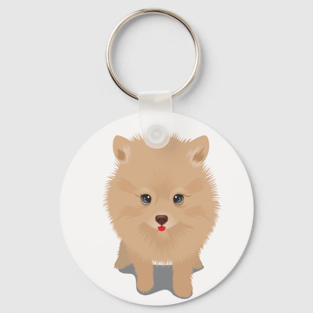 Fluffy Pomeranian Keychain (Front)