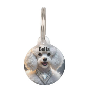 Fluffy Poodle Wearing Diamonds Come On Now, Pet Tag