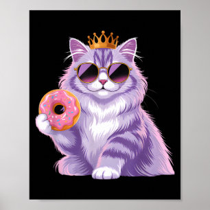 Fluffy princess cat donut sunglasses funny cute poster