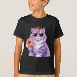 Fluffy princess cat donut sunglasses funny cute T-Shirt