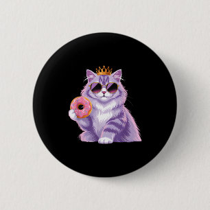 Fluffy princess cat doughnut sunglasses funny cute 2 inch round button