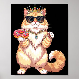 Fluffy princess cat doughnut sunglasses funny cute poster