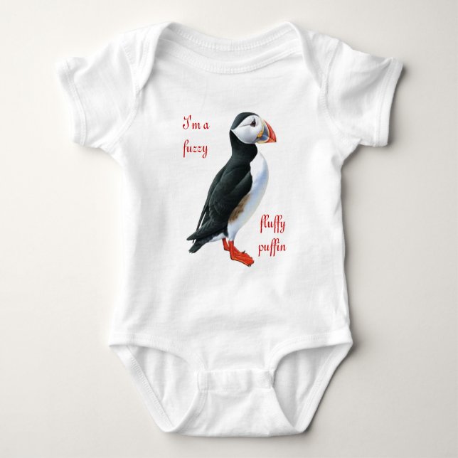 Fluffy Puffin Baby Bodysuit (Front)