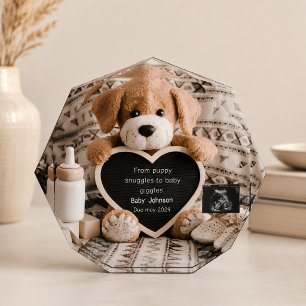 Fluffy Puppy dog lovers pregnancy announcement  Photo Block