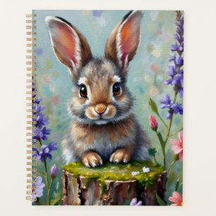 Fluffy Rabbit in a Field of Flowers Planner