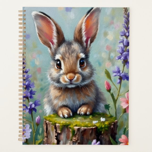 Fluffy Rabbit in a Field of Flowers Planner (Front)