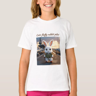 Fluffy Rabbit Pilot on Aircraft Carrier T-Shirt 