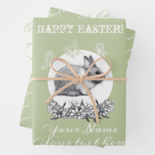 Fluffy rabbit  Wrapping Paper Flat Sheet Set of 3