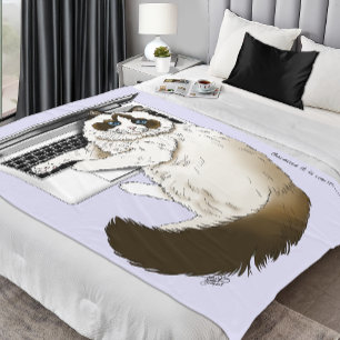 Fluffy Ragdoll Cat Lavender Laptop Funny Fleece Blanket