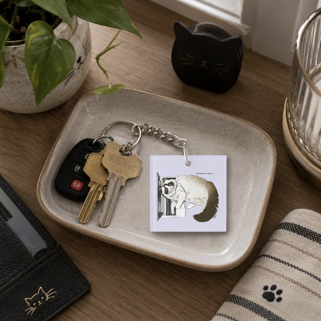 Fluffy Ragdoll Cat Lavender Laptop Funny  Keychain (Creator Uploaded)