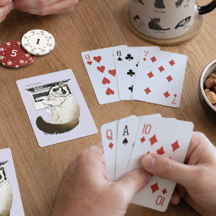 Fluffy Ragdoll Cat Lavender Laptop Funny Playing Cards